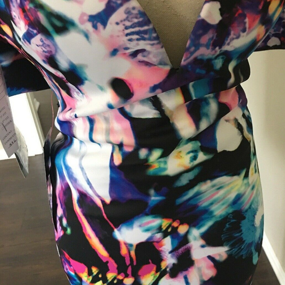 💋 Bebe Floral Print Bodycon Strapless Dress 10 RARE 💋 - Picture 6 of 8